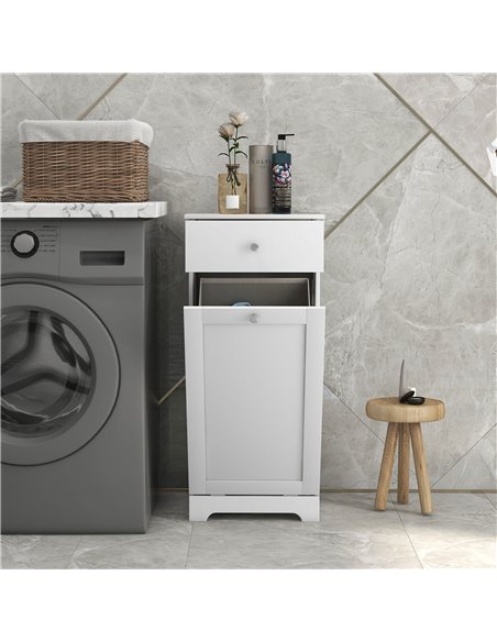 HOMCOM Bathroom Cabinet with Laundry Basket, Bathroom Storage Unit with Foldable Laundry Hamper and Drawer for Washroom, White 8 - pic 87839 | FastDaddyshop