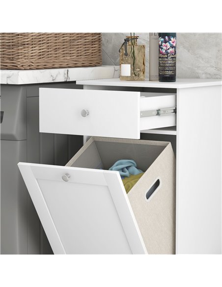HOMCOM Bathroom Cabinet with Laundry Basket, Bathroom Storage Unit with Foldable Laundry Hamper and Drawer for Washroom, White 8 - pic 87841 | FastDaddyshop