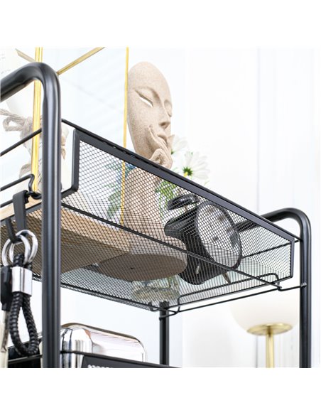 HOMCOM 5 Tier Utility Rolling Cart, Metal Storage Cart, Kitchen Cart with Removable Mesh Baskets, for Living Room, Laundry, Gara - pic 87848 | FastDaddyshop
