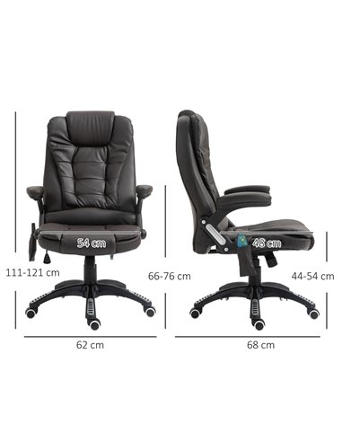 HOMCOM Executive Office Chair with Massage and Heat, High Back PU Leather Massage Office Chair With Tilt and Reclining Function,