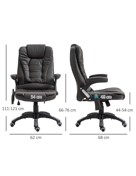 HOMCOM Executive Office Chair with Massage and Heat, High Back PU Leather Massage Office Chair With Tilt and Reclining Function, - pic 8785 | FastDaddyshop
