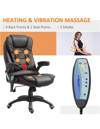 HOMCOM Executive Office Chair with Massage and Heat, High Back PU Leather Massage Office Chair With Tilt and Reclining Function,