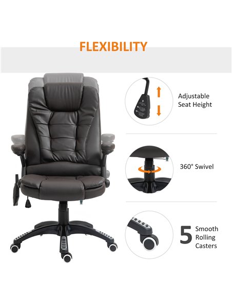 HOMCOM Executive Office Chair with Massage and Heat, High Back PU Leather Massage Office Chair With Tilt and Reclining Function, - pic 8787 | FastDaddyshop