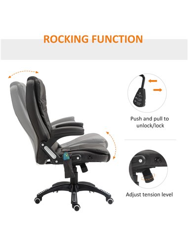 HOMCOM Executive Office Chair with Massage and Heat, High Back PU Leather Massage Office Chair With Tilt and Reclining Function,