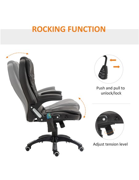 HOMCOM Executive Office Chair with Massage and Heat, High Back PU Leather Massage Office Chair With Tilt and Reclining Function, - pic 8788 | FastDaddyshop