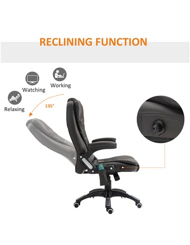 HOMCOM Executive Office Chair with Massage and Heat, High Back PU Leather Massage Office Chair With Tilt and Reclining Function,