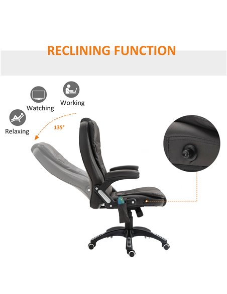 HOMCOM Executive Office Chair with Massage and Heat, High Back PU Leather Massage Office Chair With Tilt and Reclining Function, - pic 8789 | FastDaddyshop