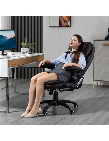 HOMCOM Executive Office Chair with Massage and Heat, High Back PU Leather Massage Office Chair With Tilt and Reclining Function,