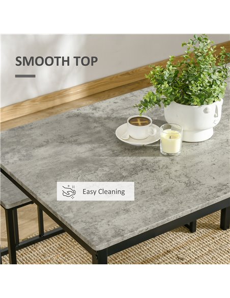 HOMCOM Table with 4 Chairs with Steel Frame, Dining Table and Chairs Set for 4 People, 4 Piece Dining Room Sets, Grey 835-646 - pic 87901 | FastDaddyshop