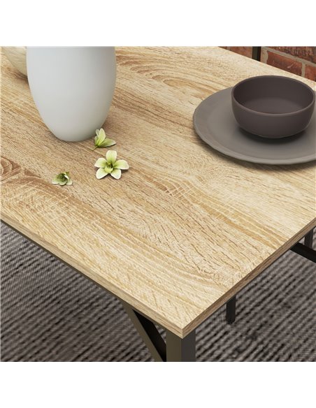 HOMCOM Dining Room Sets with 2 Chairs and a Bench, Dining Table and Chairs Set with Steel Frame and Storage Layer, Natural Wood  - pic 87922 | FastDaddyshop