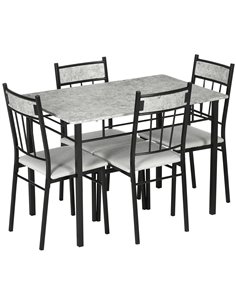 HOMCOM 5 Pieces Dining Room Sets, Modern Dining Table and Chairs Set 4 w/ Marble Effect Tabletop, Padded Kitchen Chairs, Light G