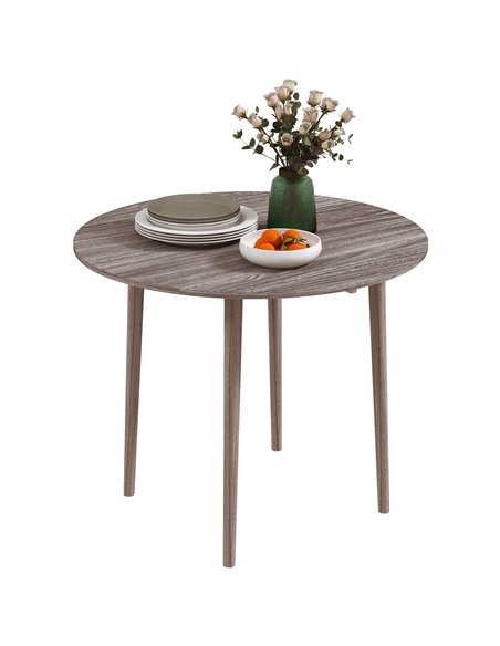 HOMCOM Folding Dining Table for 4, Round Drop Leaf Table, Modern Space Saving Small Kitchen Table with Wood Legs for Dining Room - pic 87932 | FastDaddyshop