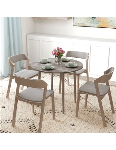 HOMCOM Folding Dining Table for 4, Round Drop Leaf Table, Modern Space Saving Small Kitchen Table with Wood Legs for Dining Room