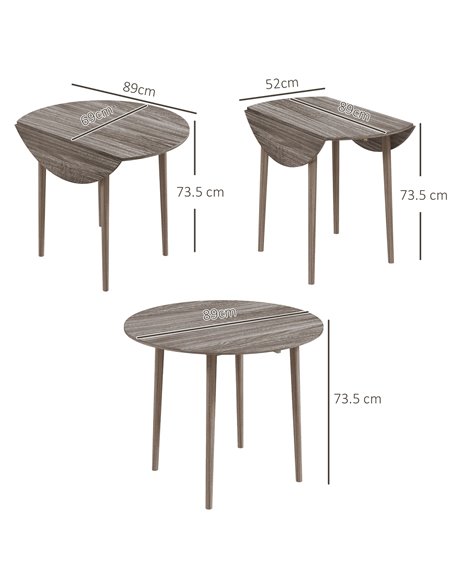 HOMCOM Folding Dining Table for 4, Round Drop Leaf Table, Modern Space Saving Small Kitchen Table with Wood Legs for Dining Room - pic 87934 | FastDaddyshop