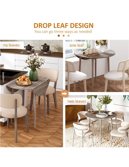 HOMCOM Folding Dining Table for 4, Round Drop Leaf Table, Modern Space Saving Small Kitchen Table with Wood Legs for Dining Room - pic 87935 | FastDaddyshop