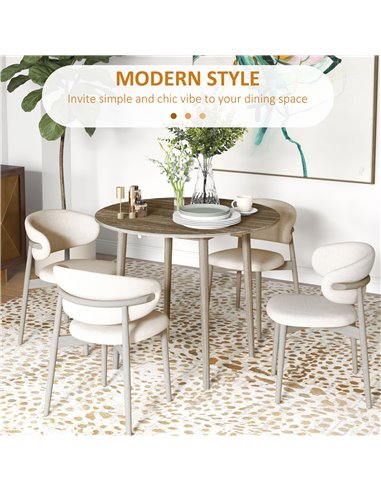 HOMCOM Folding Dining Table for 4, Round Drop Leaf Table, Modern Space Saving Small Kitchen Table with Wood Legs for Dining Room