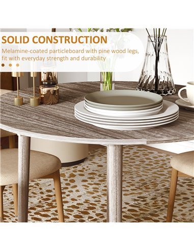HOMCOM Folding Dining Table for 4, Round Drop Leaf Table, Modern Space Saving Small Kitchen Table with Wood Legs for Dining Room