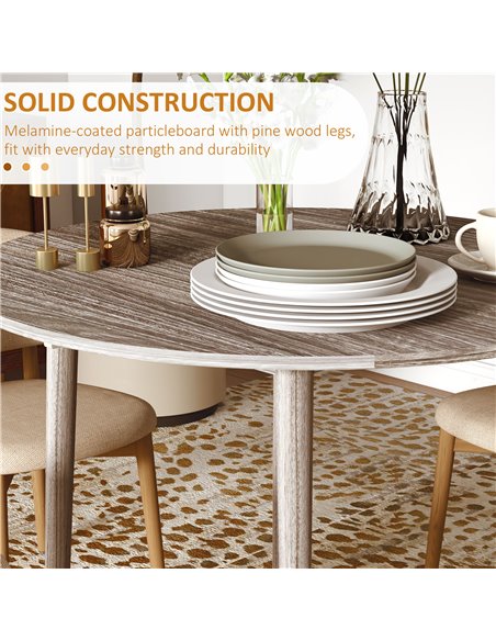HOMCOM Folding Dining Table for 4, Round Drop Leaf Table, Modern Space Saving Small Kitchen Table with Wood Legs for Dining Room - pic 87937 | FastDaddyshop