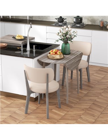 HOMCOM Folding Dining Table for 4, Round Drop Leaf Table, Modern Space Saving Small Kitchen Table with Wood Legs for Dining Room