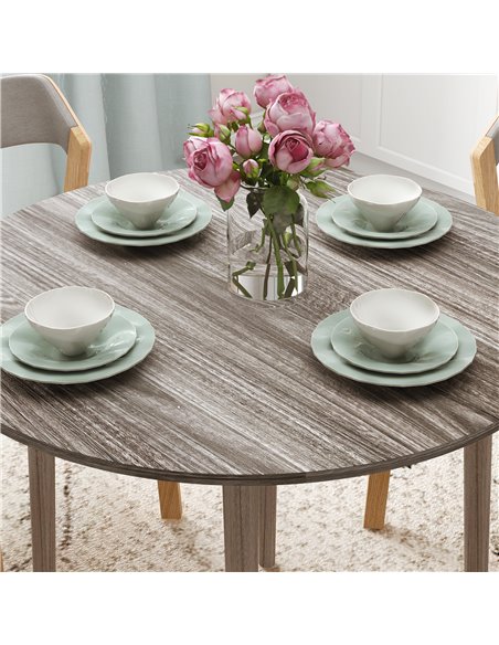 HOMCOM Folding Dining Table for 4, Round Drop Leaf Table, Modern Space Saving Small Kitchen Table with Wood Legs for Dining Room - pic 87939 | FastDaddyshop