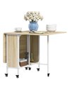 HOMCOM Folding Kitchen Table w/ 6 Wheels and Storage Shelf, Mobile Drop Leaf Dining Table for Small Spaces, Folding Wood Tables,