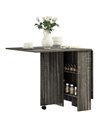 HOMCOM Folding Kitchen Table with 2-tier Shelves, Rolling Casters, Drop Leaf Dining Table for Small Spaces, Grey 835-058V01GY