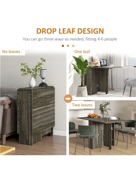 HOMCOM Folding Kitchen Table with 2-tier Shelves, Rolling Casters, Drop Leaf Dining Table for Small Spaces, Grey 835-058V01GY - pic 87980 | FastDaddyshop
