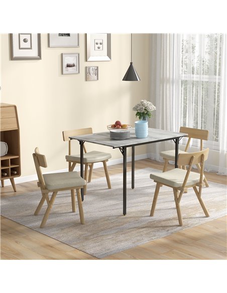 HOMCOM Folding Kitchen Table for 2-4 People, Drop Leaf Dining Table, Extendable Kitchen Table for Small Space, Grey 83A-150V80GY - pic 87987 | FastDaddyshop