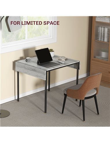 HOMCOM Folding Kitchen Table for 2-4 People, Drop Leaf Dining Table, Extendable Kitchen Table for Small Space, Grey 83A-150V80GY