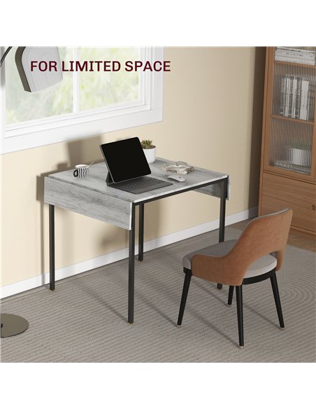 HOMCOM Folding Kitchen Table for 2-4 People, Drop Leaf Dining Table, Extendable Kitchen Table for Small Space, Grey 83A-150V80GY - pic 87990 | FastDaddyshop
