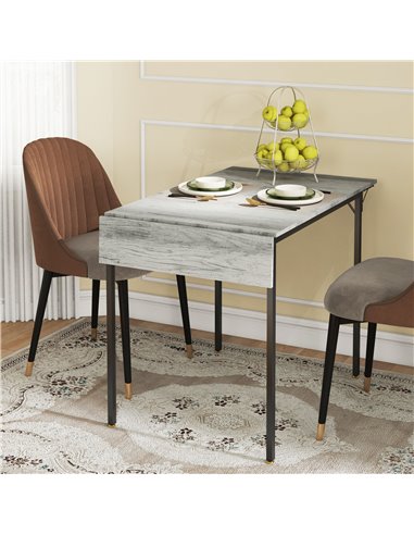 HOMCOM Folding Kitchen Table for 2-4 People, Drop Leaf Dining Table, Extendable Kitchen Table for Small Space, Grey 83A-150V80GY