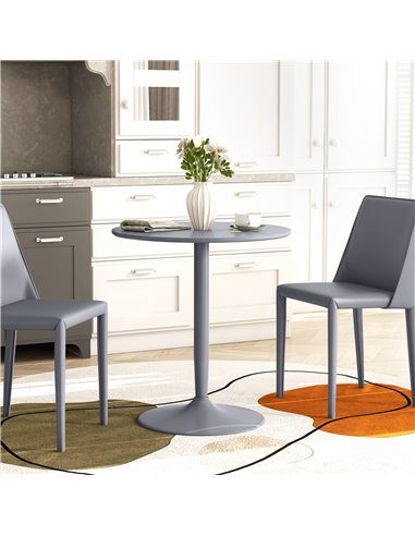 HOMCOM Round Dining Table, Modern Dining Room Table with Steel Base, Non-slip Foot Pad, Space Saving Small Dining Table, Grey 83
