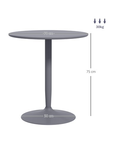 HOMCOM Round Dining Table, Modern Dining Room Table with Steel Base, Non-slip Foot Pad, Space Saving Small Dining Table, Grey 83