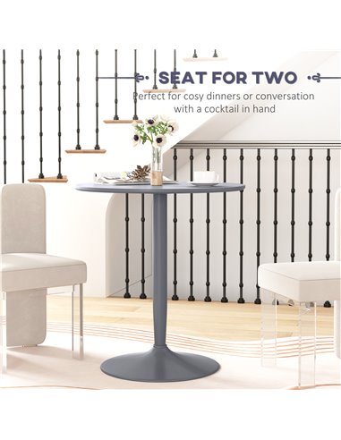 HOMCOM Round Dining Table, Modern Dining Room Table with Steel Base, Non-slip Foot Pad, Space Saving Small Dining Table, Grey 83