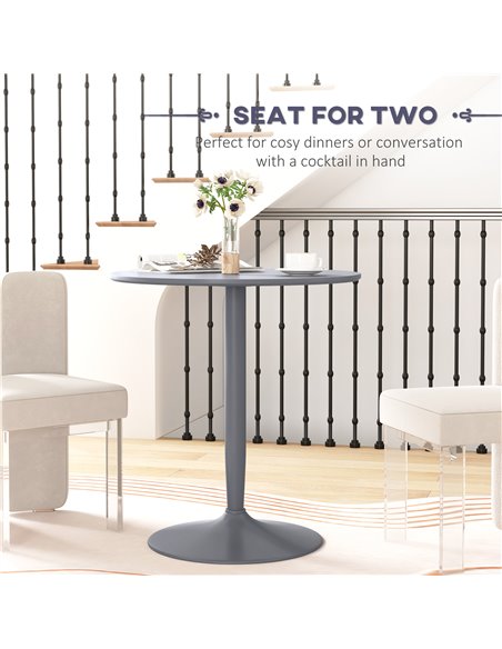 HOMCOM Round Dining Table, Modern Dining Room Table with Steel Base, Non-slip Foot Pad, Space Saving Small Dining Table, Grey 83 - pic 87998 | FastDaddyshop
