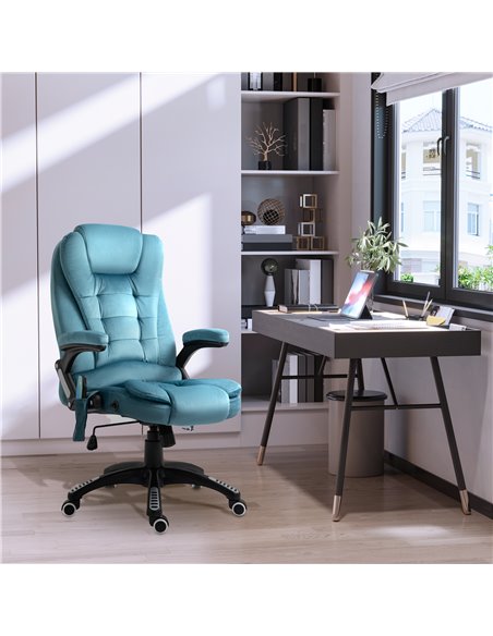 Vinsetto Massage Recliner Chair Heated Office Chair with Six Massage Points Velvet-Feel Fabric 360���� Swivel Wheels Blue - pic 8800 | FastDaddyshop