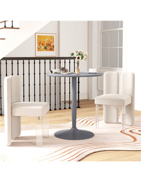 HOMCOM Round Dining Table, Modern Dining Room Table with Steel Base, Non-slip Foot Pad, Space Saving Small Dining Table, Grey 83 - pic 88000 | FastDaddyshop