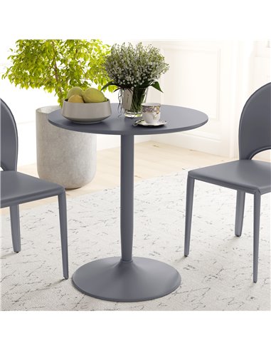 HOMCOM Round Dining Table, Modern Dining Room Table with Steel Base, Non-slip Foot Pad, Space Saving Small Dining Table, Grey 83