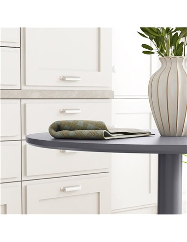 HOMCOM Round Dining Table, Modern Dining Room Table with Steel Base, Non-slip Foot Pad, Space Saving Small Dining Table, Grey 83