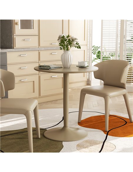 HOMCOM Round Dining Table, Modern Dining Room Table with Steel Base, Non-slip Foot Pad, Space Saving Dining Table, Light Brown 8 - pic 88005 | FastDaddyshop
