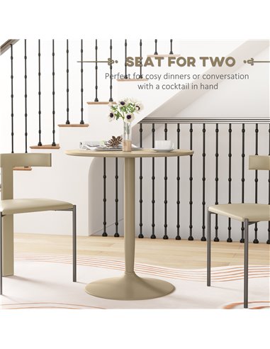HOMCOM Round Dining Table, Modern Dining Room Table with Steel Base, Non-slip Foot Pad, Space Saving Dining Table, Light Brown 8