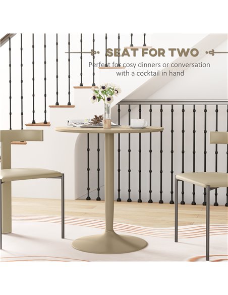 HOMCOM Round Dining Table, Modern Dining Room Table with Steel Base, Non-slip Foot Pad, Space Saving Dining Table, Light Brown 8 - pic 88007 | FastDaddyshop
