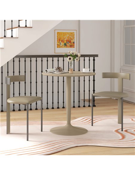 HOMCOM Round Dining Table, Modern Dining Room Table with Steel Base, Non-slip Foot Pad, Space Saving Dining Table, Light Brown 8 - pic 88009 | FastDaddyshop