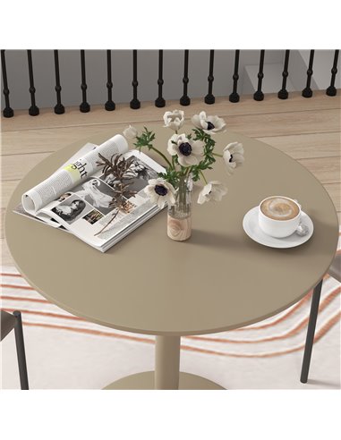 HOMCOM Round Dining Table, Modern Dining Room Table with Steel Base, Non-slip Foot Pad, Space Saving Dining Table, Light Brown 8