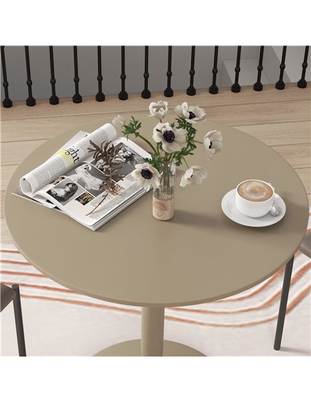HOMCOM Round Dining Table, Modern Dining Room Table with Steel Base, Non-slip Foot Pad, Space Saving Dining Table, Light Brown 8 - pic 88010 | FastDaddyshop
