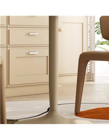 HOMCOM Round Dining Table, Modern Dining Room Table with Steel Base, Non-slip Foot Pad, Space Saving Dining Table, Light Brown 8