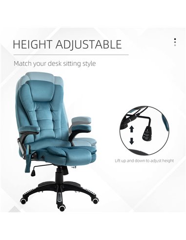 Vinsetto Massage Recliner Chair Heated Office Chair with Six Massage Points Velvet-Feel Fabric 360���� Swivel Wheels Blue