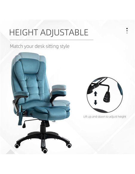 Vinsetto Massage Recliner Chair Heated Office Chair with Six Massage Points Velvet-Feel Fabric 360���� Swivel Wheels Blue - pic 8802 | FastDaddyshop