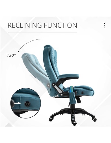 Vinsetto Massage Recliner Chair Heated Office Chair with Six Massage Points Velvet-Feel Fabric 360���� Swivel Wheels Blue - pic 8804 | FastDaddyshop