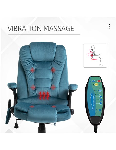Vinsetto Massage Recliner Chair Heated Office Chair with Six Massage Points Velvet-Feel Fabric 360���� Swivel Wheels Blue - pic 8805 | FastDaddyshop